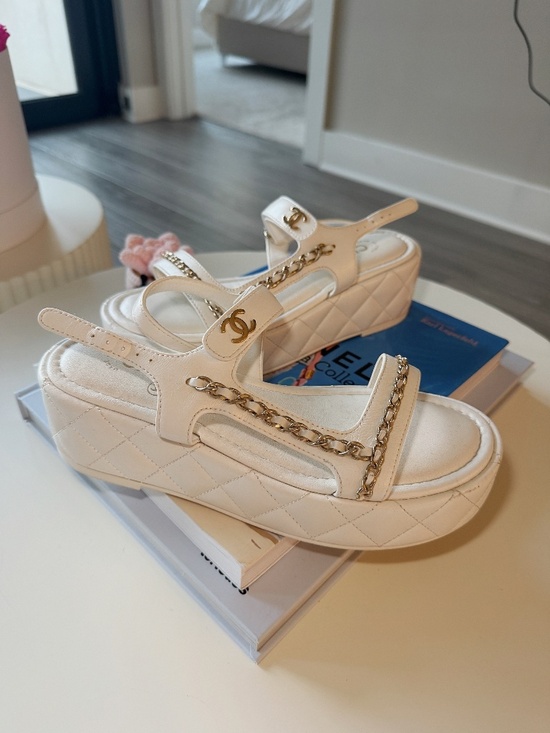 CHANEL Shoes - Chanel Quilted Matelassé Platform Sandal